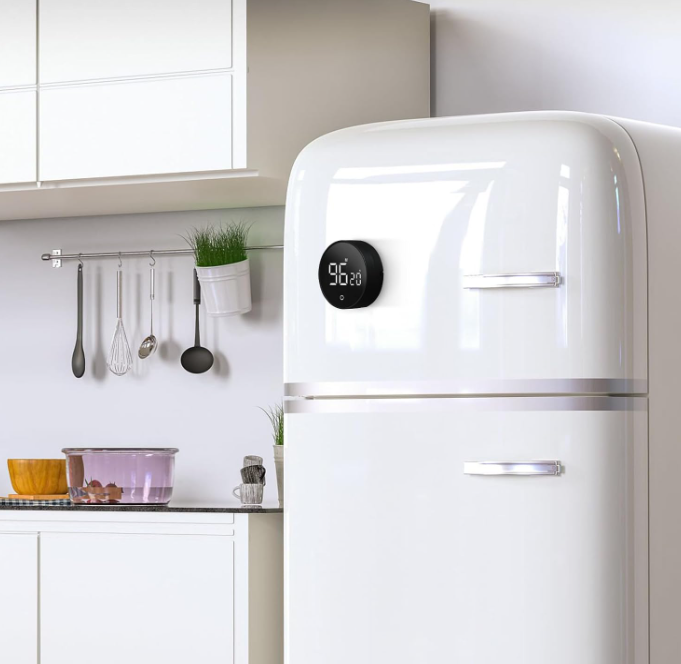 Digital Kitchen Timer with Countdown & Count-Up, Large Display, Magnetic Back, Adjustable Alarm, Sleek Modern Design for Cooking, Study, Office