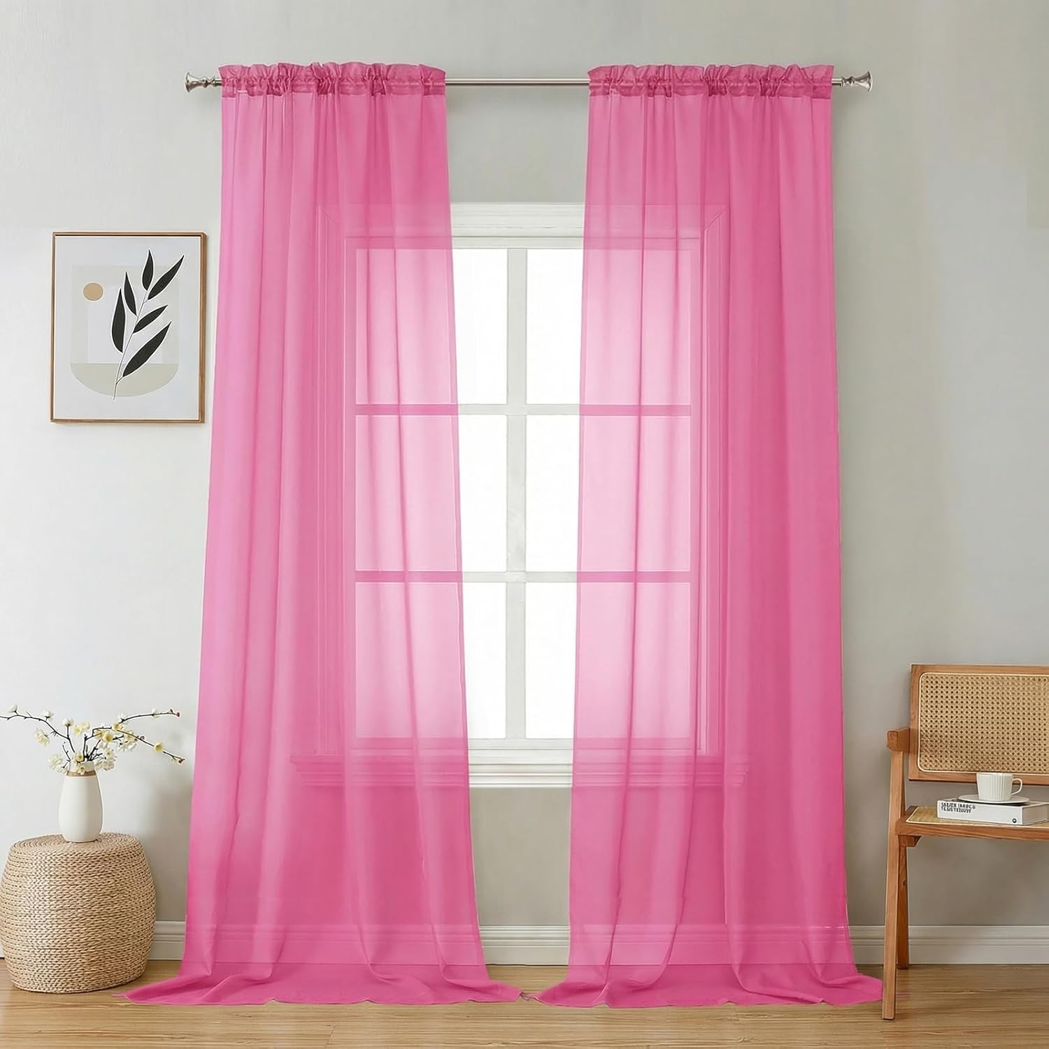 Sheer Navy Blue Curtains 84 inch Length 2 Panels Set, Airy Soft-Touching Rod Pocket Voile Drapes for Living Room/Bedroom, Each 40W x 84L
