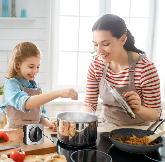 Magnetic Kitchen Timer 304 Stainless Steel Mechanical Cooking Timer with Loud Alarm, Wind Up Countdown Timer for Cooking, Study, Workout, Office, Classroom