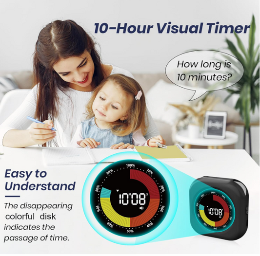 Digital Visual Timer for Kids and Adults, Magnetic Countdown Timer with Rechargeable Battery, Silent Mode, Adjustable Volume & Brightness, Classroom, Study, Kitchen