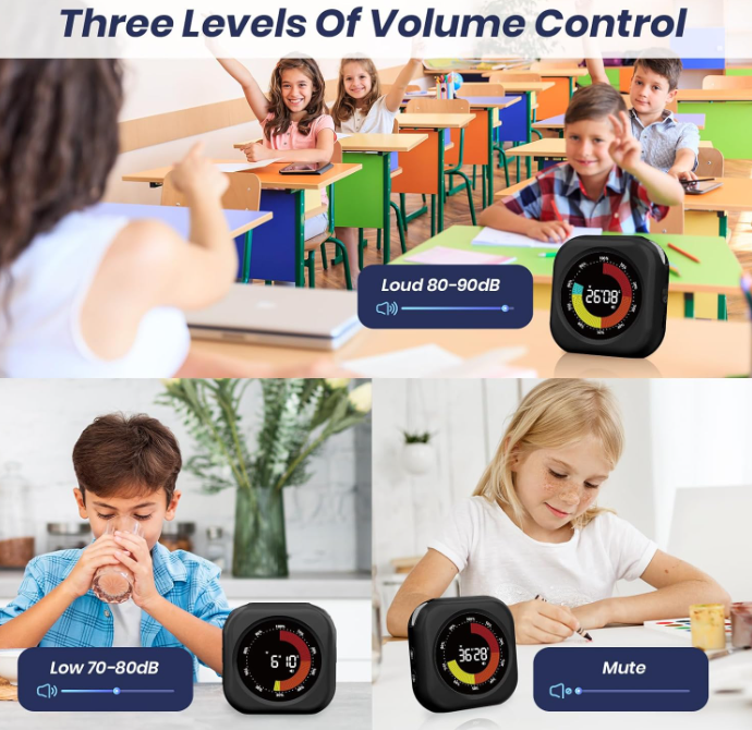 Digital Visual Timer for Kids and Adults, Magnetic Countdown Timer with Rechargeable Battery, Silent Mode, Adjustable Volume & Brightness, Classroom, Study, Kitchen