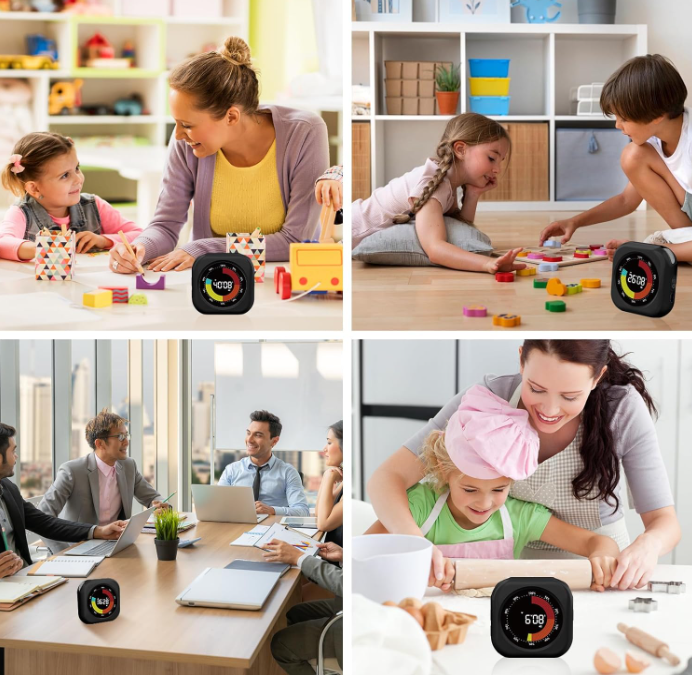 Digital Visual Timer for Kids and Adults, Magnetic Countdown Timer with Rechargeable Battery, Silent Mode, Adjustable Volume & Brightness, Classroom, Study, Kitchen