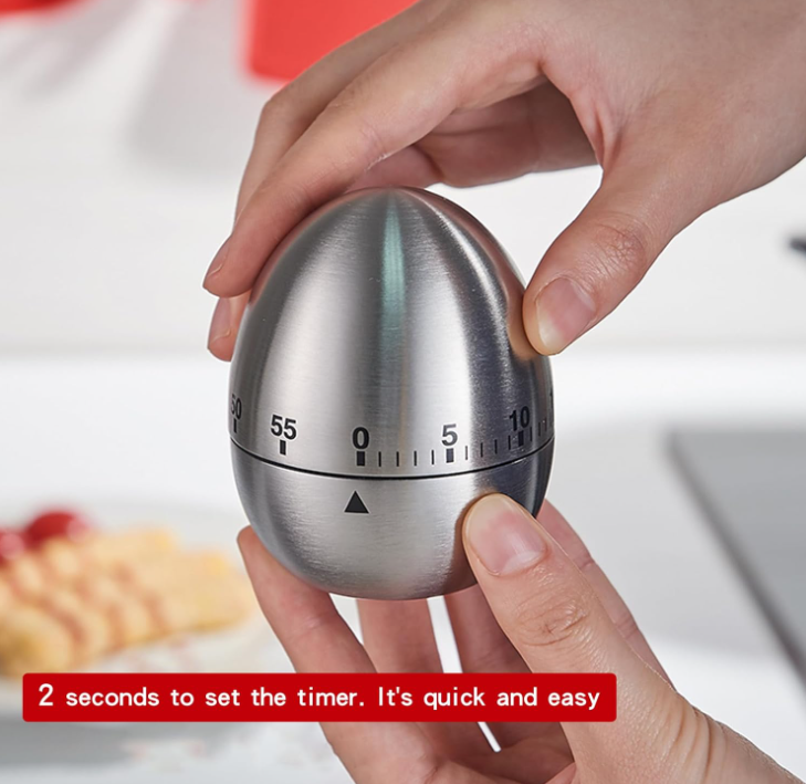 Mechanical Egg Timer for Kitchen and Classroom, 60-Minute Wind Up Cooking Timer with Durable Egg Shape Design, Visual Countdown Timer for Cooking, Baking, Study, Sauna, Shower