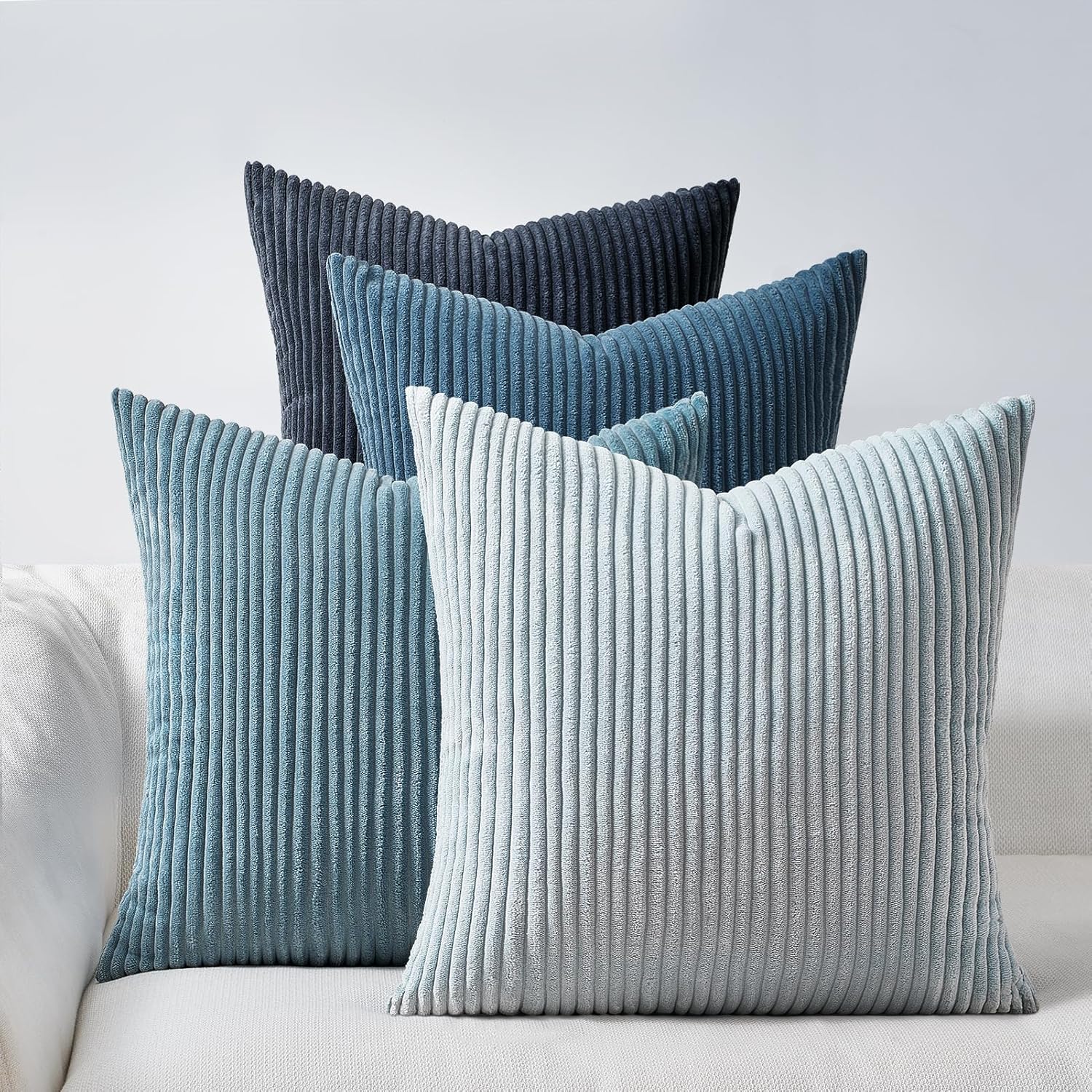 Throw Pillow Covers Cushion Cases, Set of 4 Soft Velvet Modern Double-Sided Designs, Mix and Match for Boho Farmhouse Fall Home Decor (18x18 inch, Orange/Teal)