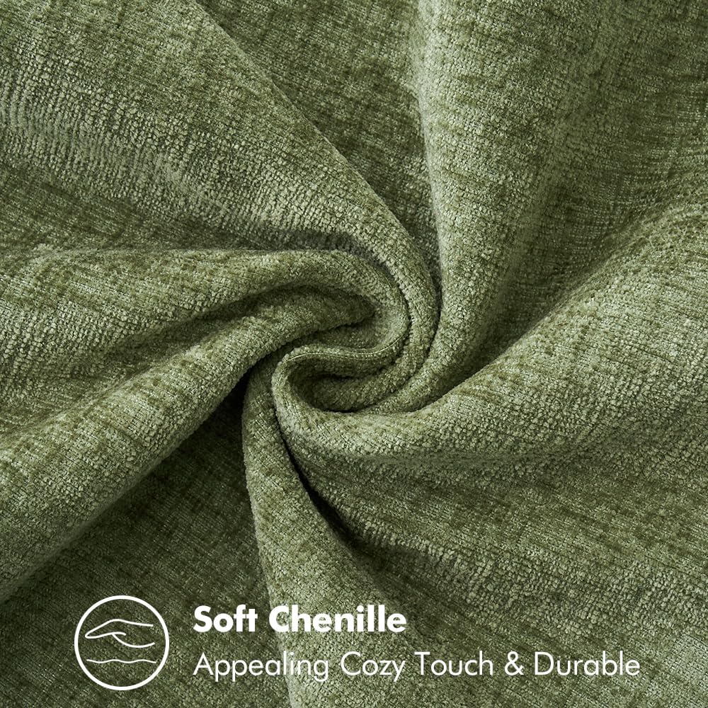 MIULEE Pack of 2 Couch Throw Pillow Covers 18x18 Inch Sage Green Farmhouse Decorative Pillow Covers with Stitched Edge Soft Chenille Solid Dyed Summer Pillow Covers for Sofa Bed Living Room