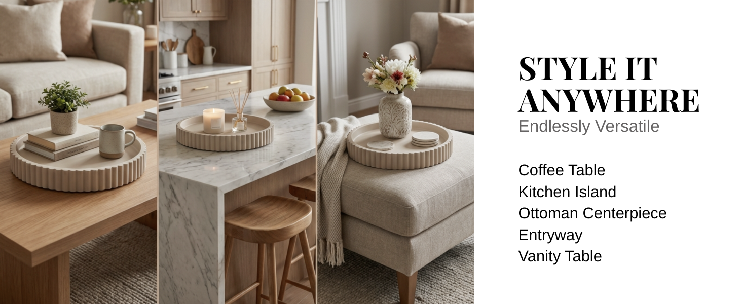 Decorative Tray for Decor - Coffee Table Tray for Living Room - Round Tray for Home Decor - Coffee Table Decor Centerpiece - Modern Minimalist Centerpiece