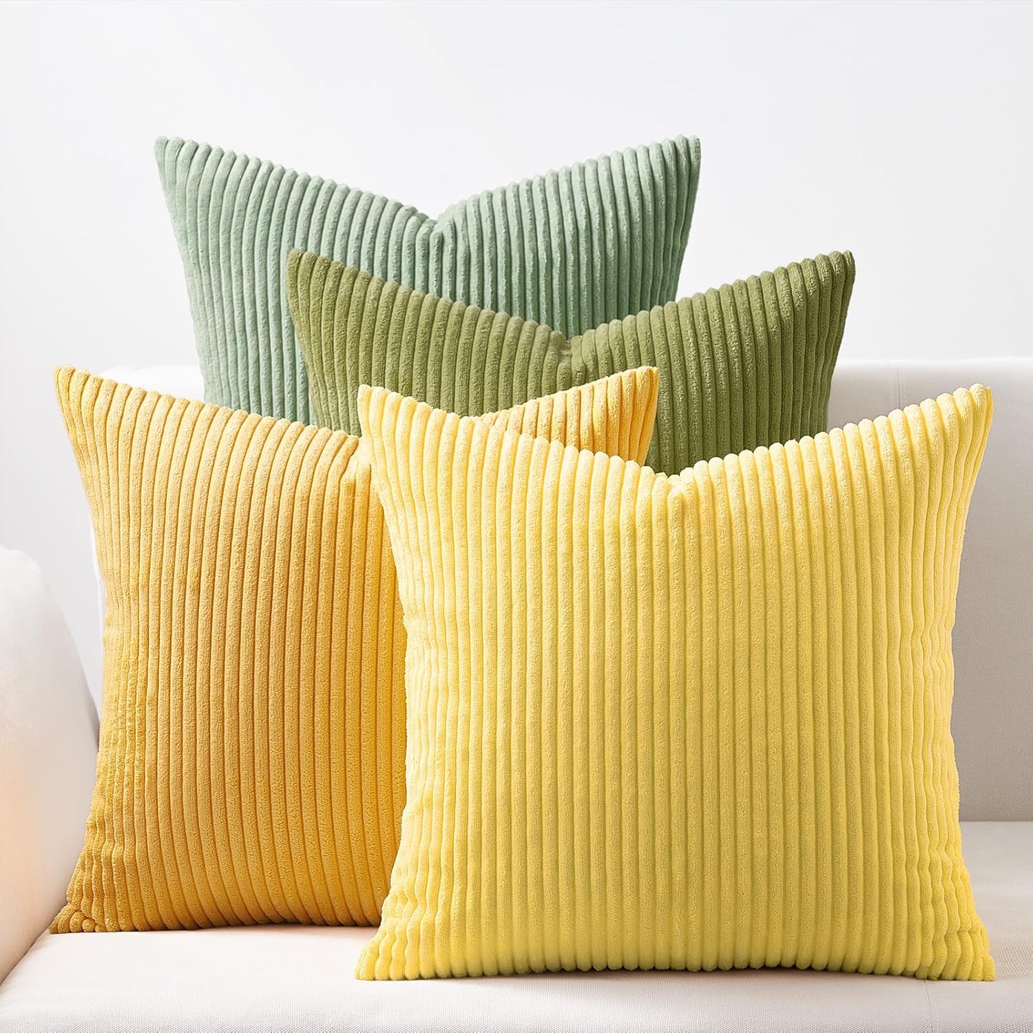 Throw Pillow Covers Cushion Cases, Set of 4 Soft Velvet Modern Double-Sided Designs, Mix and Match for Boho Farmhouse Fall Home Decor (18x18 inch, Orange/Teal)