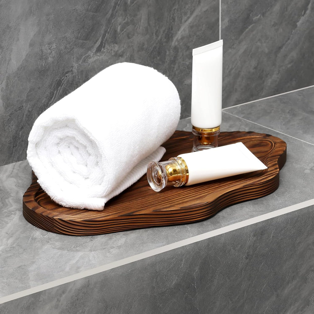 Small Decorative Tray Wood Decorative Serving Tray for Candles Perfume, Cloud Wooden Jewelry Tray Trinket Dish, Wooden Trays for Coffee Table Home Decor